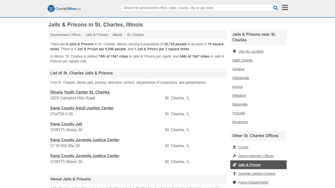 Jails & Prisons - St. Charles, IL (Inmate Rosters & Records)